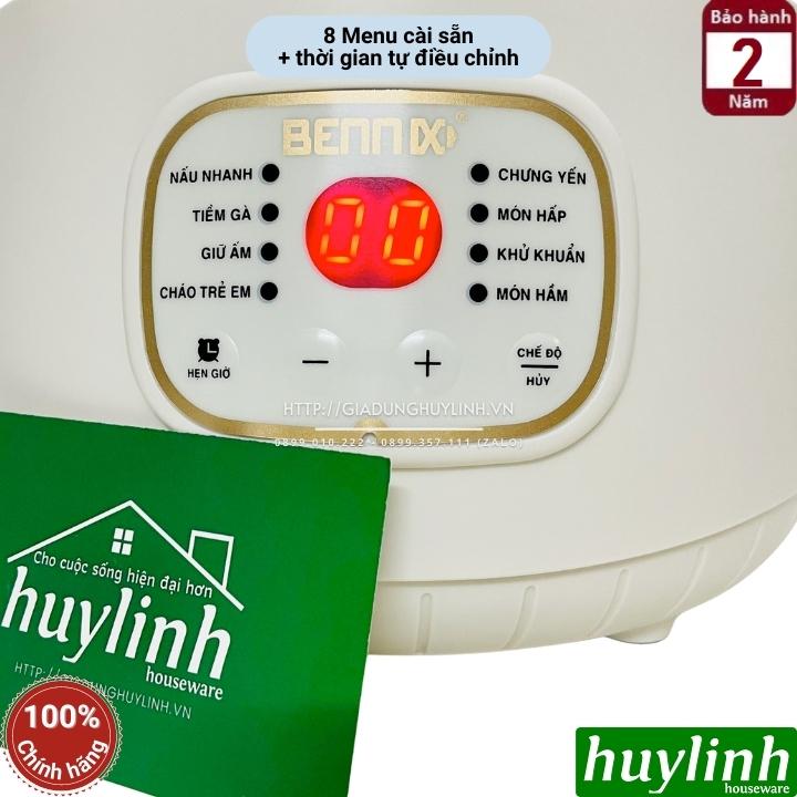 Nồi nấu cháo, chưng yến, hầm cách thuỷ Bennix BN-10SLC - 1 lít - kèm xửng hấp - Hàng chính hãng