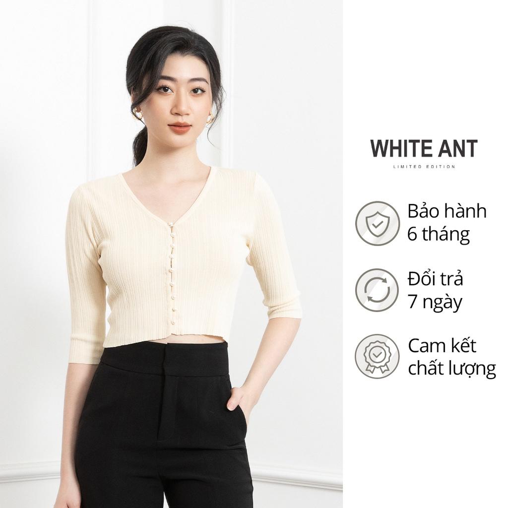 Áo Len Co Giãn 4 chiều Crotop Đính Hạt Nữ WHITE ANT Chất Mềm