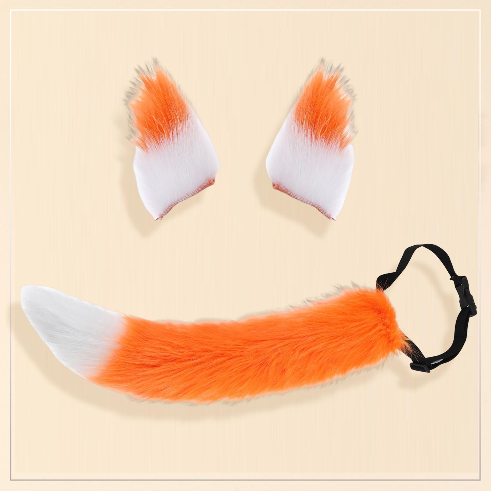Fox Ears Tail Cosplay Props Hair Clips Attractive for Halloween