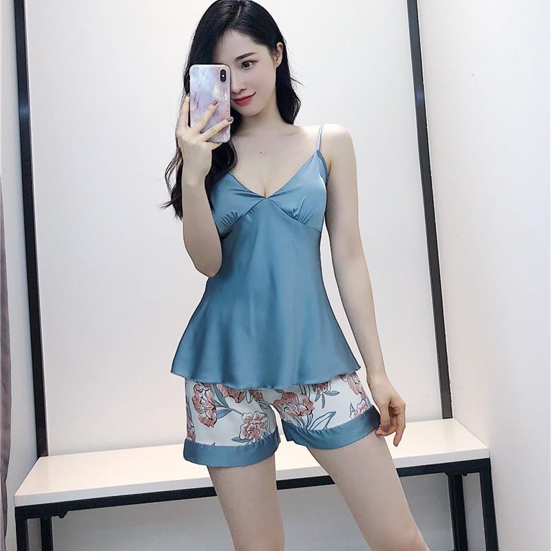 Đồ bộ hai dây lụa satin cao cấp loại 1 kèm mút ngực DBN-0018 ẢNH THẬT100%