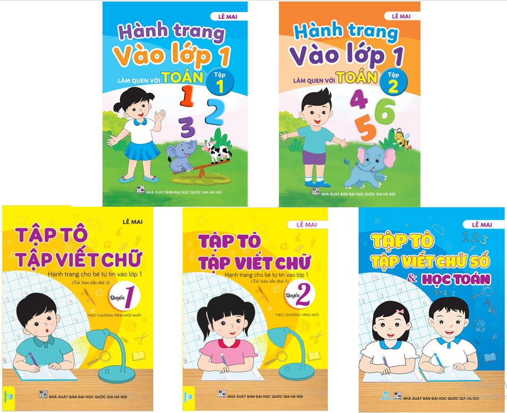 Sách - Combo 5 cuốn Tập tô tập viết chữ, số và học Toán, Hành trang vào lớp 1 - Lê Mai - ndbooks