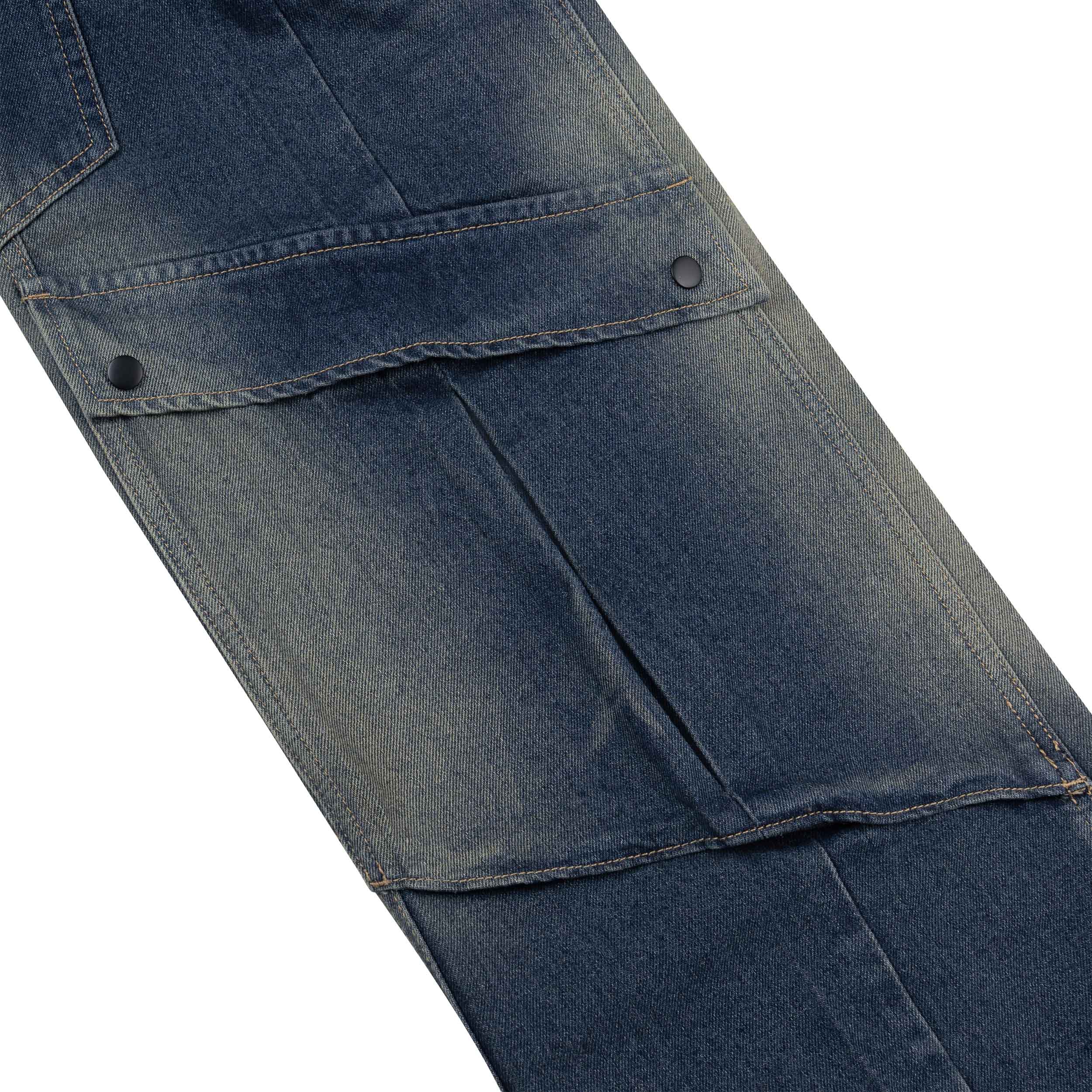 Quần DirtyCoins Splicing Cargo Pants Blue Wash