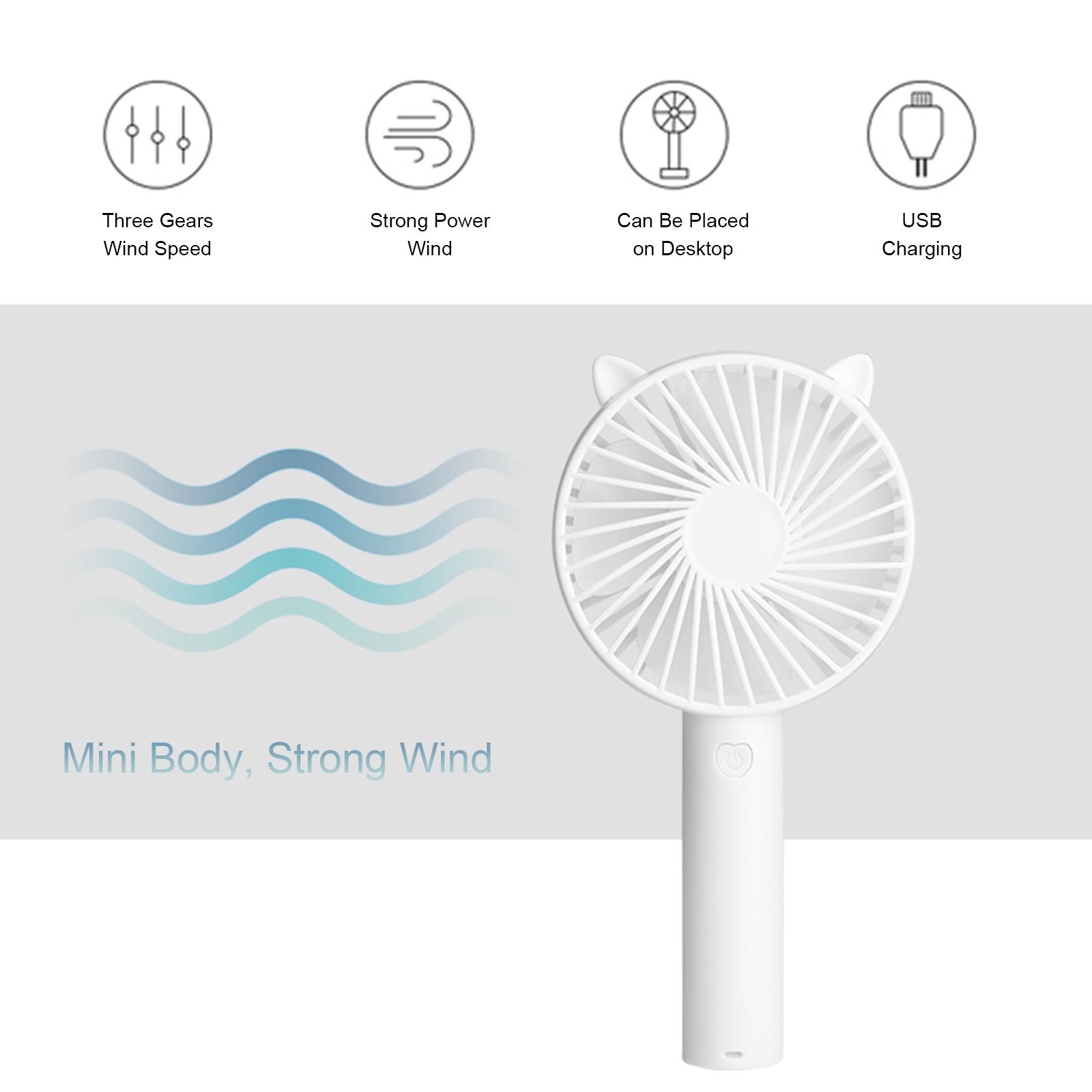 Quạt di động mini cầm tay có cánh 3 tốc độ có thể điều chỉnh sạc USB