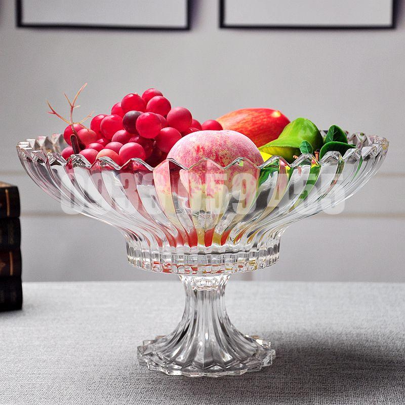 Đĩa trái cây thủy tinh cao cấp có chân đế, khay dĩa đựng hoa quả bánh kẹo hiện đại