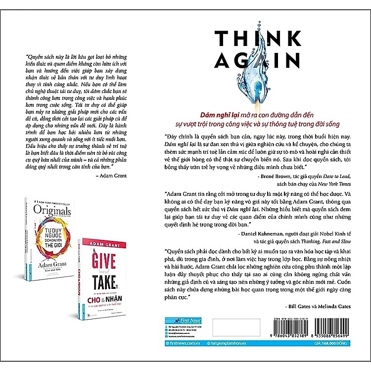 Combo 3Q : Dám Nghĩ Lại - Think again + Cho Và Nhận + Tư Duy Ngược Dịch Chuyển Thế Giới (Adam Grant)