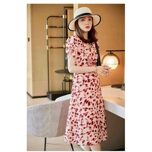 HÀNG NHẬP - ĐẦM LỤA HỌA TIẾT CHERRY XINH XẮN