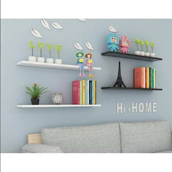 Kệ Treo Tường 4 Thanh Ngang Dài 50cm x Sâu 15cm Màu Trắng, Đen