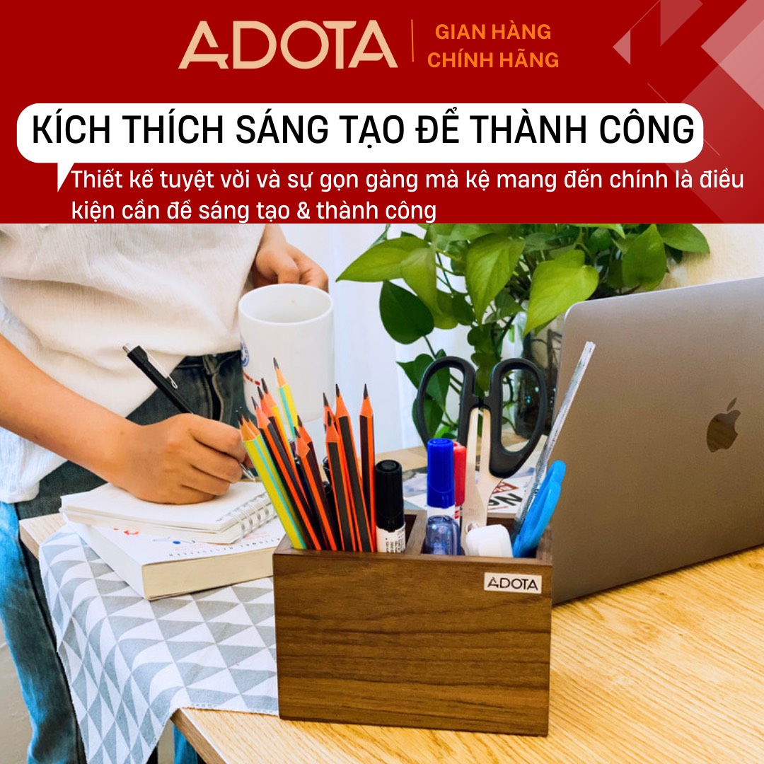 (Bán chạy) Hộp cắm bút đôi, hộp đựng bút và văn phòng phẩm 2 ngăn siêu bền ADOTA