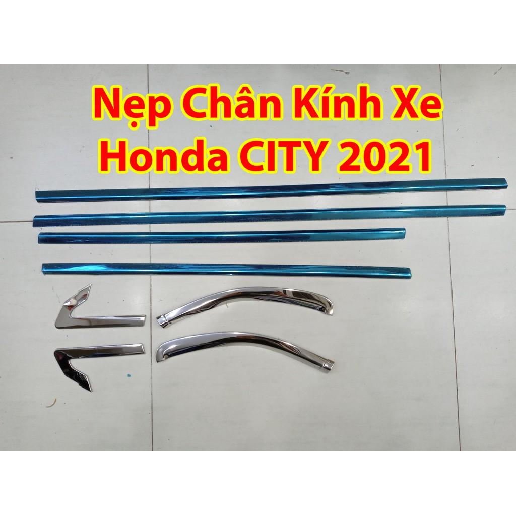 Viền Cong + Nẹp Chân Kính Dành Cho Xe Honda City 2021 Chất Liệu Inox Cao Cấp