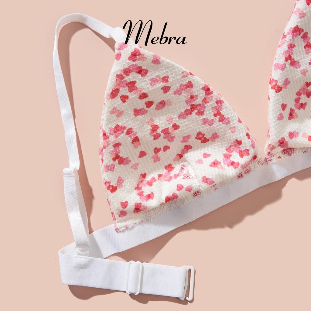 Áo bra không gọng, chất liệu cotton mềm mại, thoáng mát, họa tiết trái tim Mebra