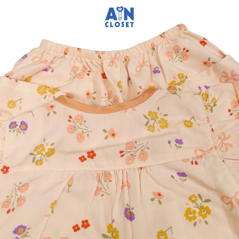 Bộ quần áo Lửng bé gái hoạ tiết Nơ Nhí Cam Lanh lụa - AICDBGRCGAWS - AIN Closet