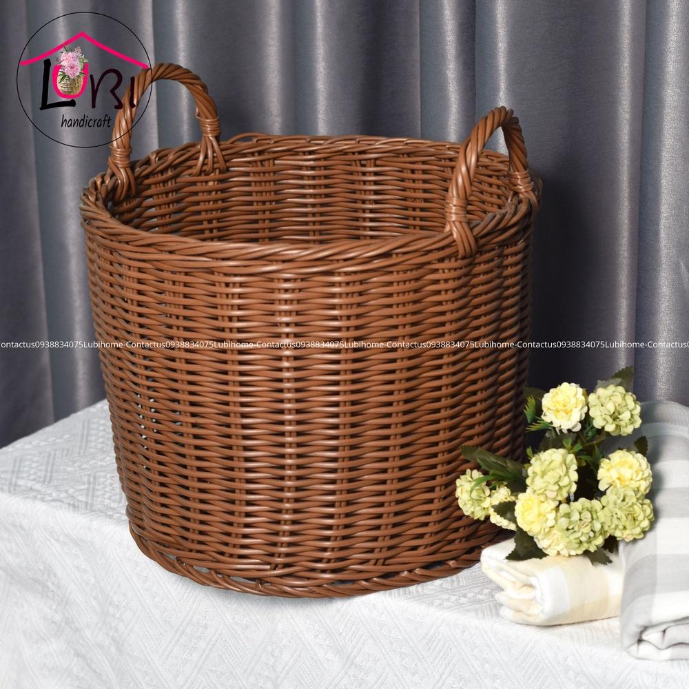 Lubihandicraft - Sọt đựng đồ hình tròn đan dây nhựa bộ 3 - bền, đẹp