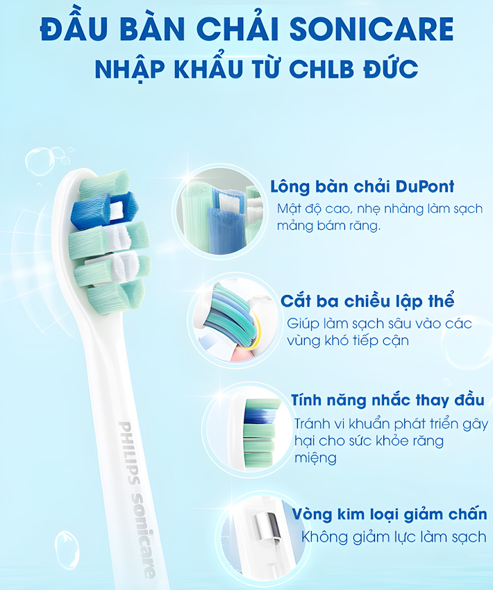 Bàn chải đánh răng điện thương hiệu Hà Lan cao cấp Philips HX5272/03 và HX5282/01 - Hàng nhập khẩu