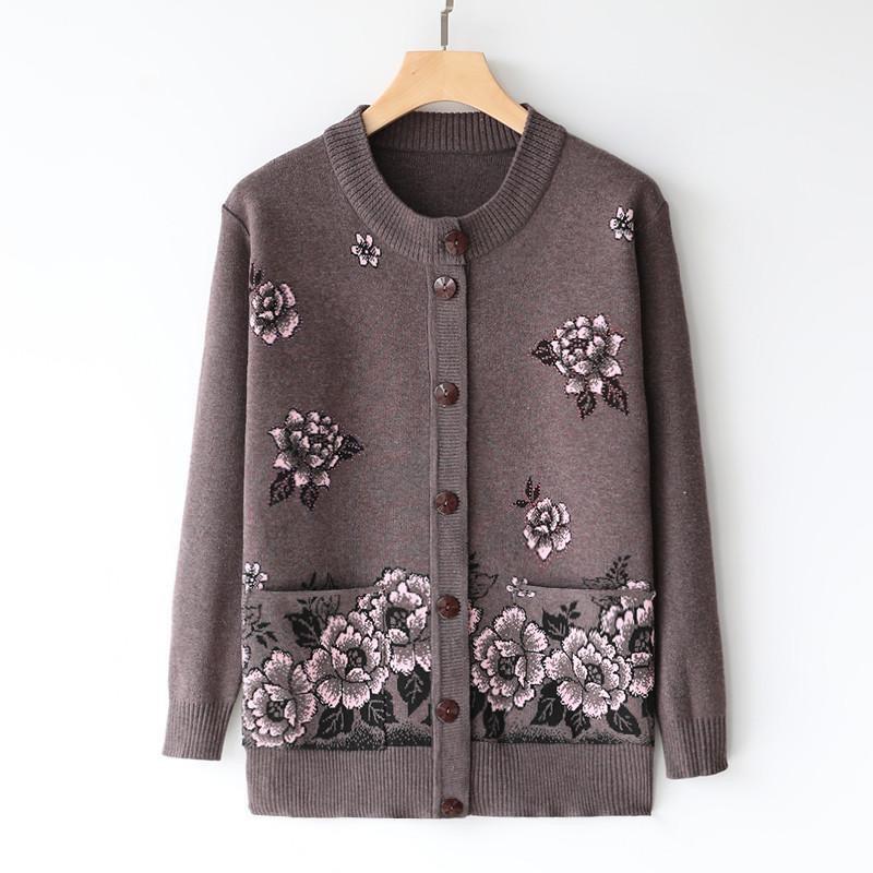 Áo khoác len cardigan trung niên nữ cho bà cho mẹ_ áo len dệt kim thêu hoa cao cấp