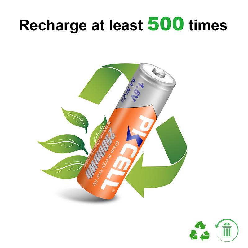 10 Chiếc PKCELL Pin AA Ni-Zn AA Sạc 1.6V 2500mWh bateria Pin Sạc Cho Đồ Chơi Pin Máy Ảnh Điện Áp Danh Định: 1.6V