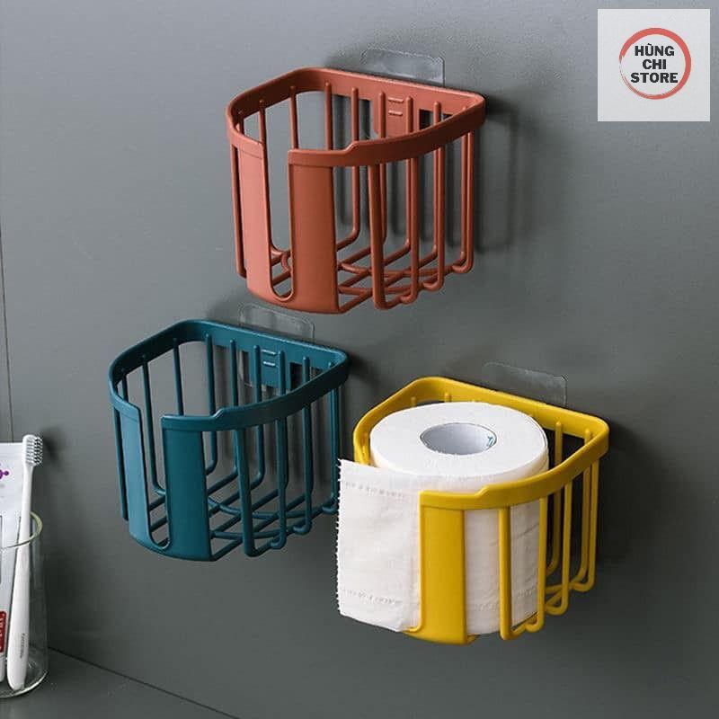 Giỏ đựng giấy vệ sinh dán tường, khay kệ đựng đồ đa năng nhà tắm, nhà bếp
