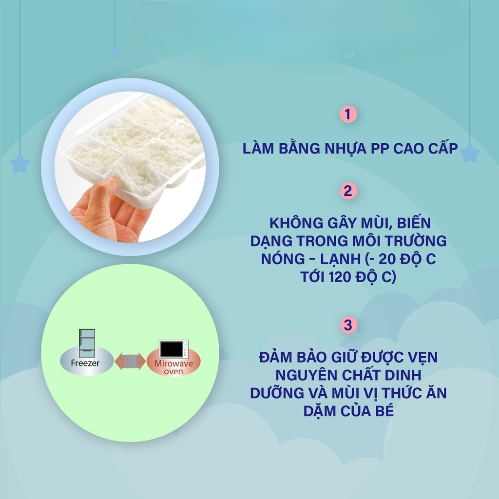  Bộ khay trữ đông thức ăn dặm Richell Nhật Bản có nắp đậy 15-25-50ml