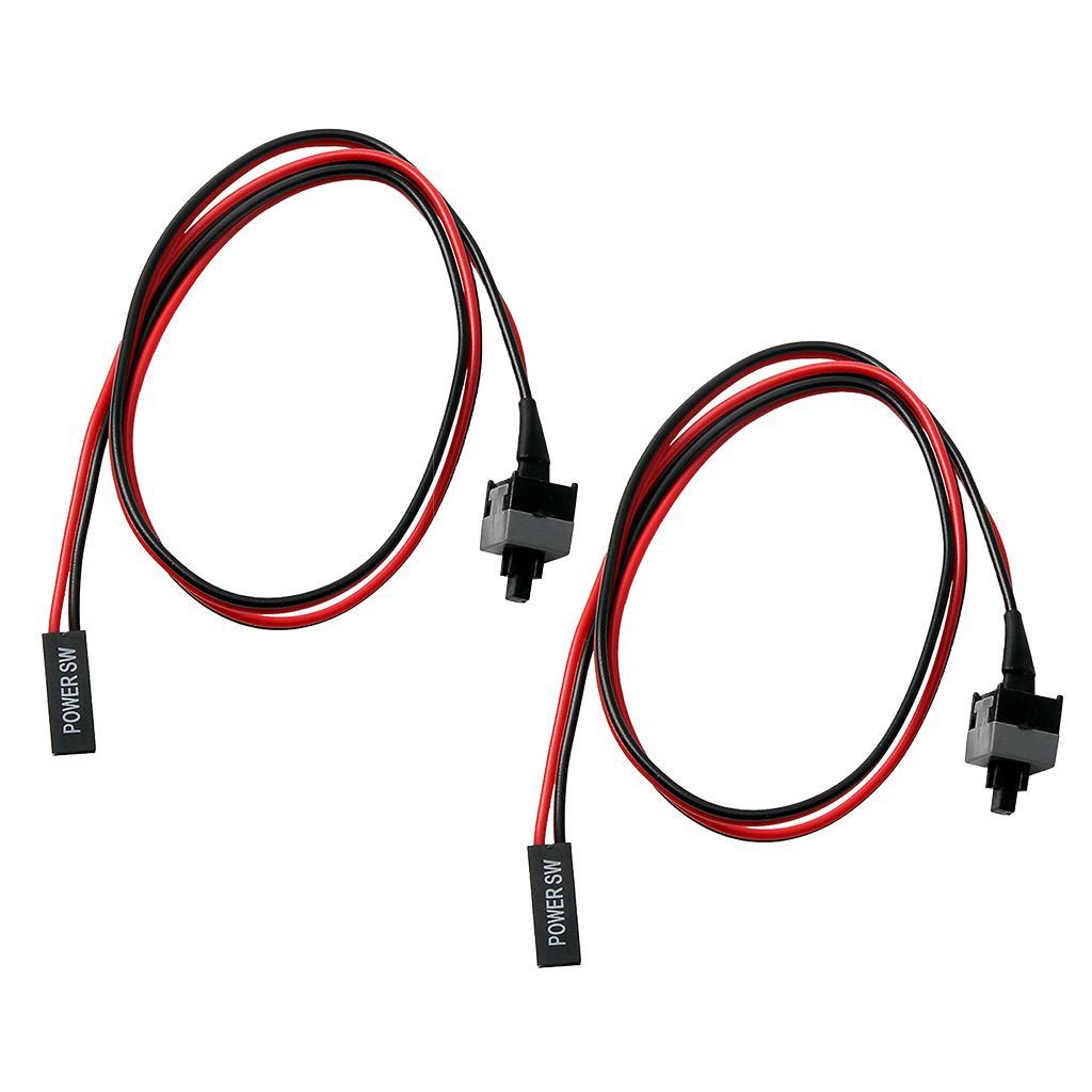 2pcs 2 Pin Desktop Motherboard Power Cable on/off Button ATX Switch Cord