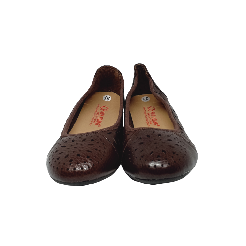 HT7947-48-49 - Giày nữ hoa văn Huy Hoàng da bò màu da, đen, nâu đất