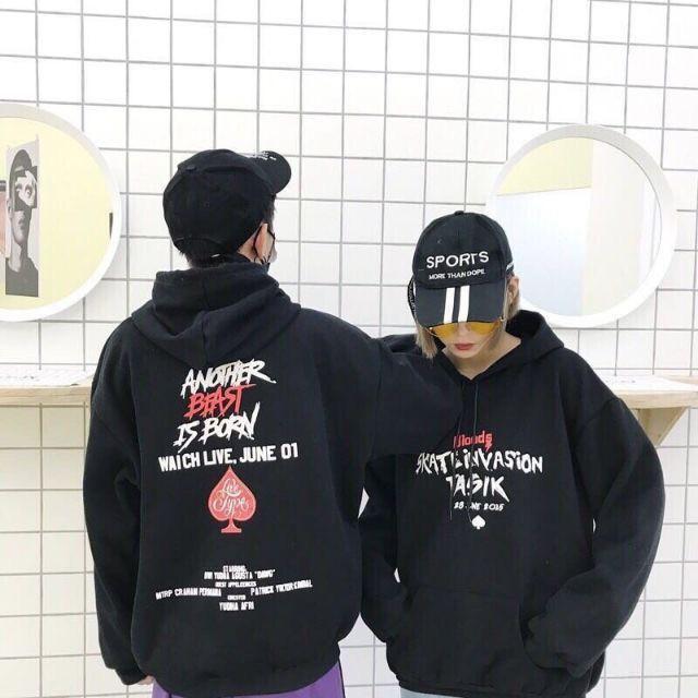 ÁO HOODIE NỈ NGOẠI IN LÁ BÀI ( Ảnh thật)