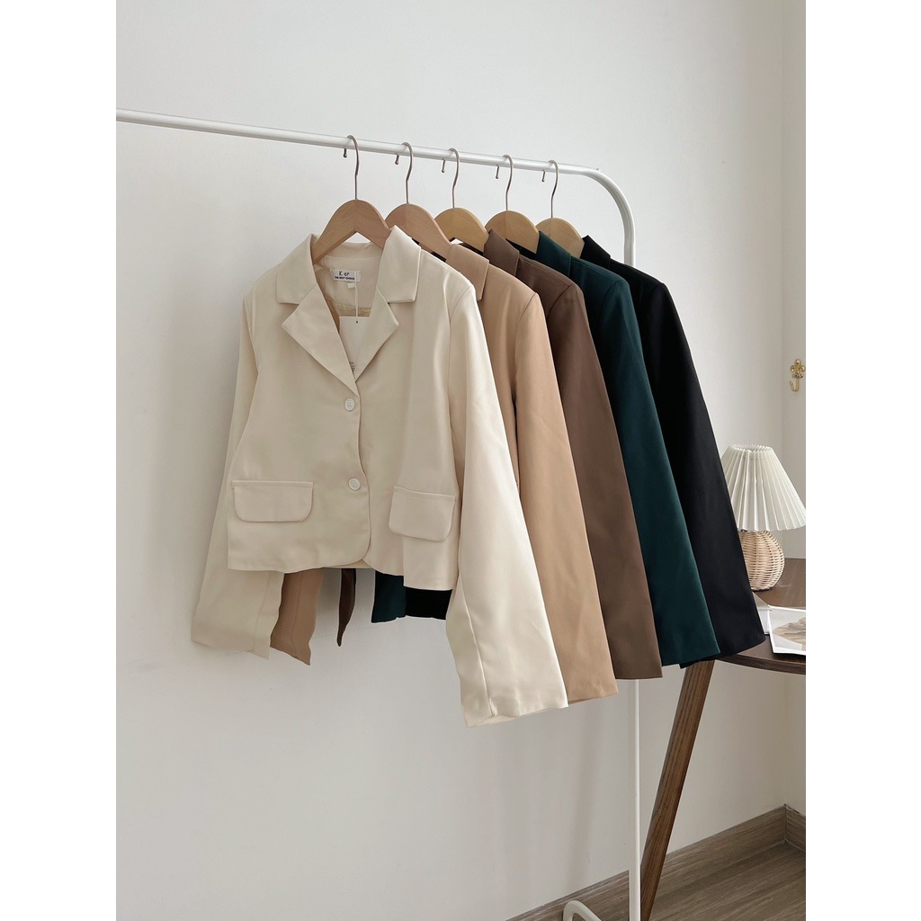 Áo khoác vest croptop ulzzang áo blazer ngắn tay dài 2 lớp hàn quốc