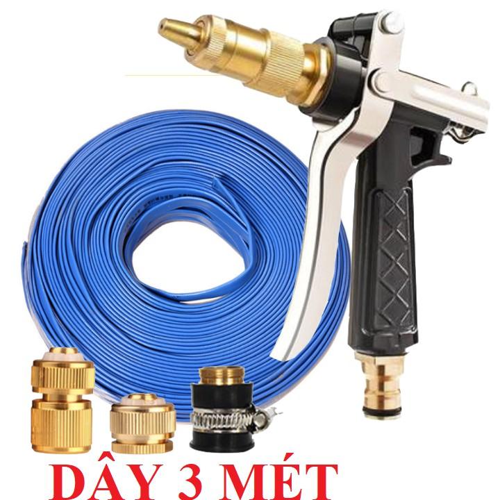 ️ Bộ dây vòi xịt nước rửa xe, tưới cây ,tăng áp 3 lần,loại 3m,5m 206236 đầu đồng,cút đồng,nối đồng+ mở chai