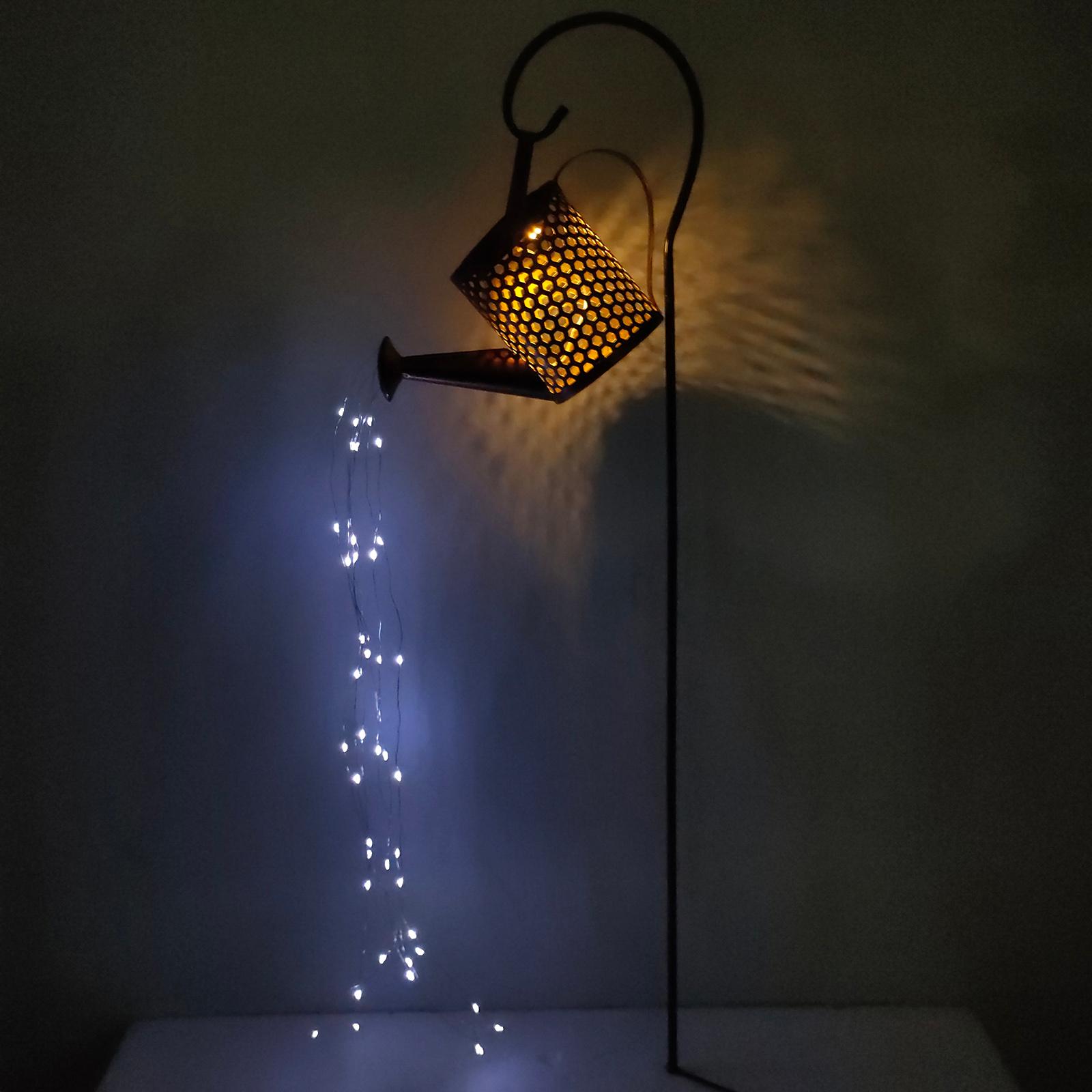 Solar Waterfall Outdoor Light LED Watering Can Waterproof Outdoor Garden Art Lamp Decoration