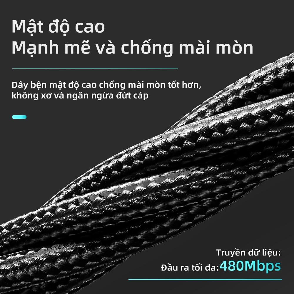 Dây cáp dữ liệu sạc nhanh Essager 3a loại c USB 0.25m/1m/2m/3m tùy chọn cho điện thoại di động Android