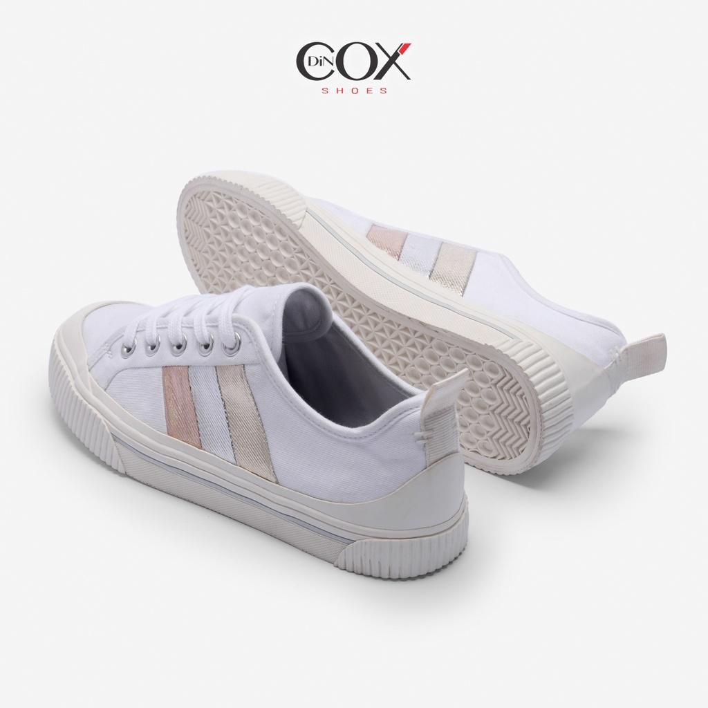 Giày Sneaker Bata Vải Canvas Nữ DINCOX C20 Nữ Tính Sang Trọng Methalic White