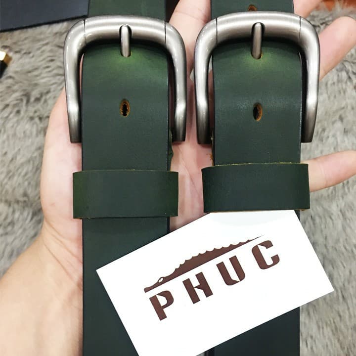 Thắt Lưng Nam Da Bò Sáp Xanh Đen
