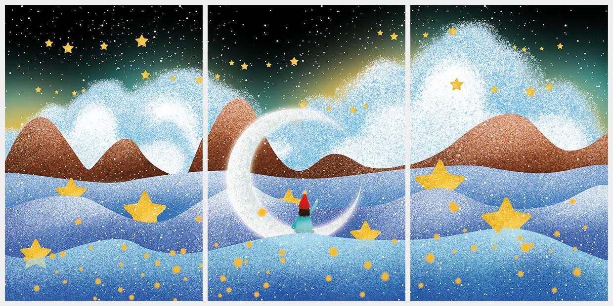 Bộ 3 tranh canvas trang trí phòng ngủ - Bầu trời đêm - PN198