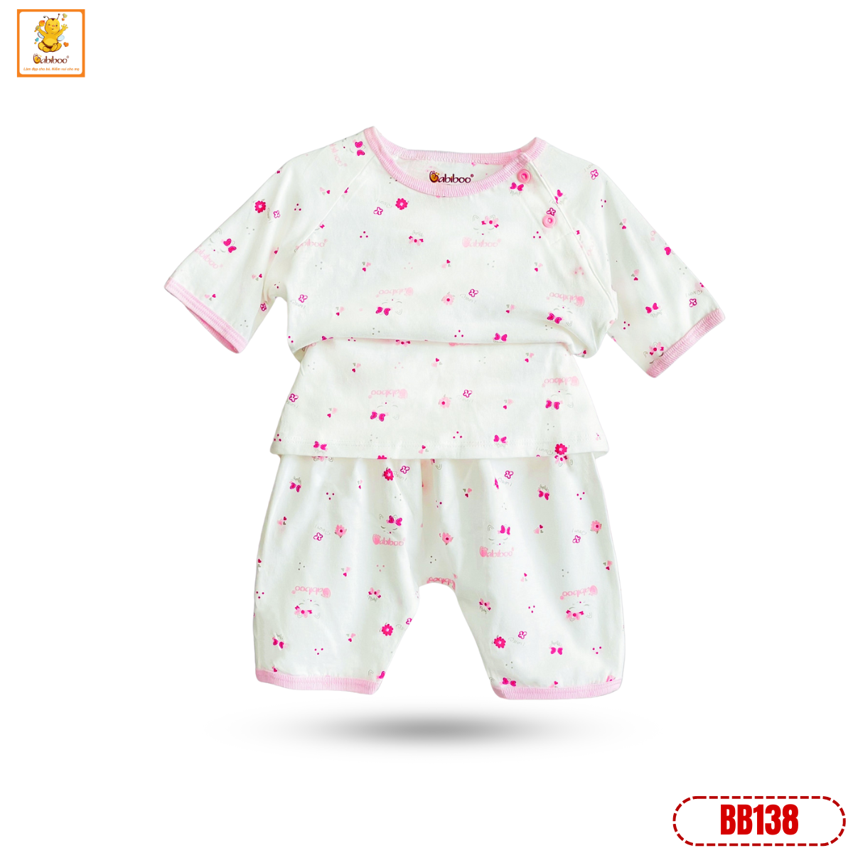 Đồ bộ cho bé gái, bé trai Babiboo vải cotton in hình dễ thương BB138