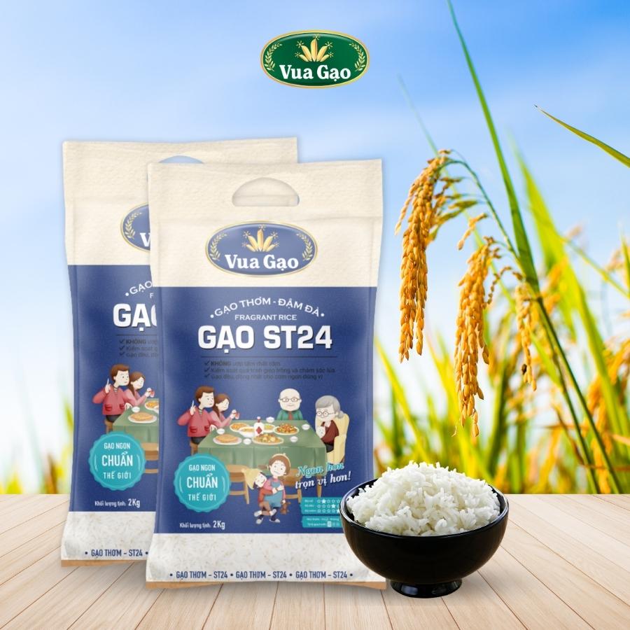 COMBO 2 TÚI GẠO THƠM ĐẬM ĐÀ ST24 2KG - VUA GẠO - TỔNG 4KG