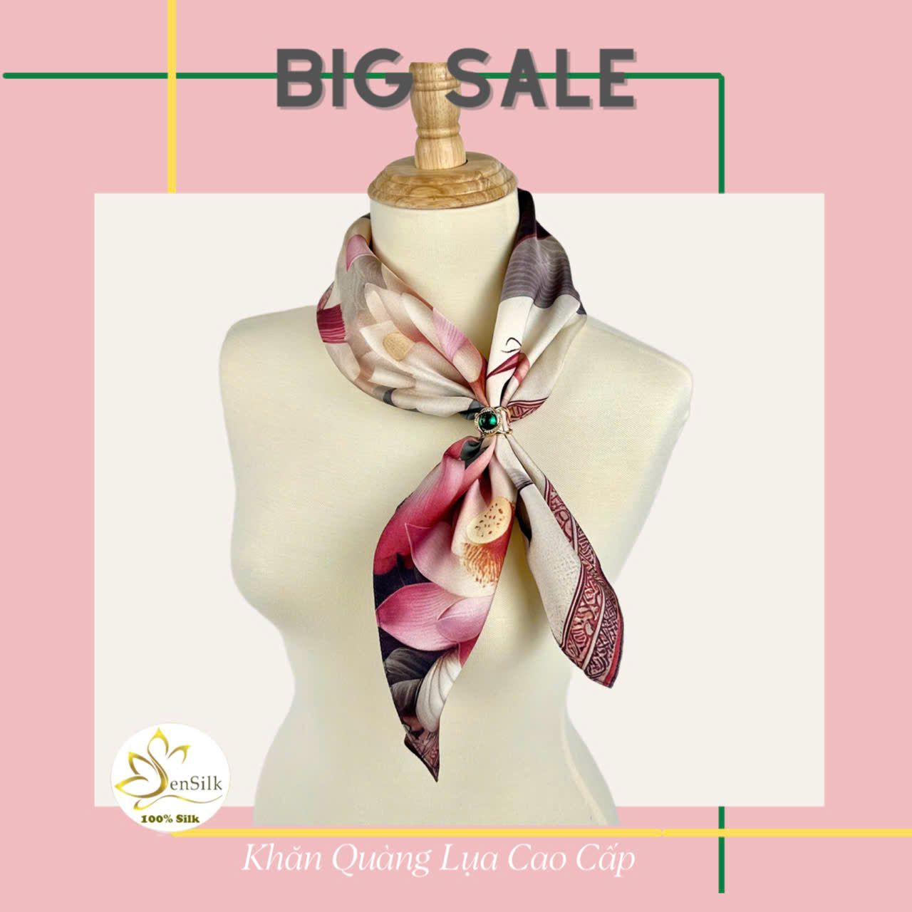 Quà Tặng Khăn Lụa Đẳng Cấp Nón Việt - Khăn Lụa Vuông in Cao Cấp SenSilk - Vietnam Gift for Any Occasion