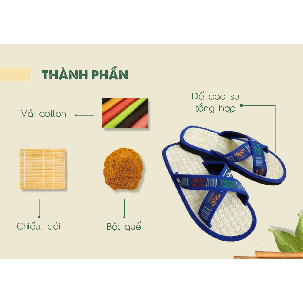 Dép chiếu Hương Quế DCQ-07 thích hợp mang trong nhà, trong văn phòng và bạn đồng hành của du khách khi đến thăm Việt Nam