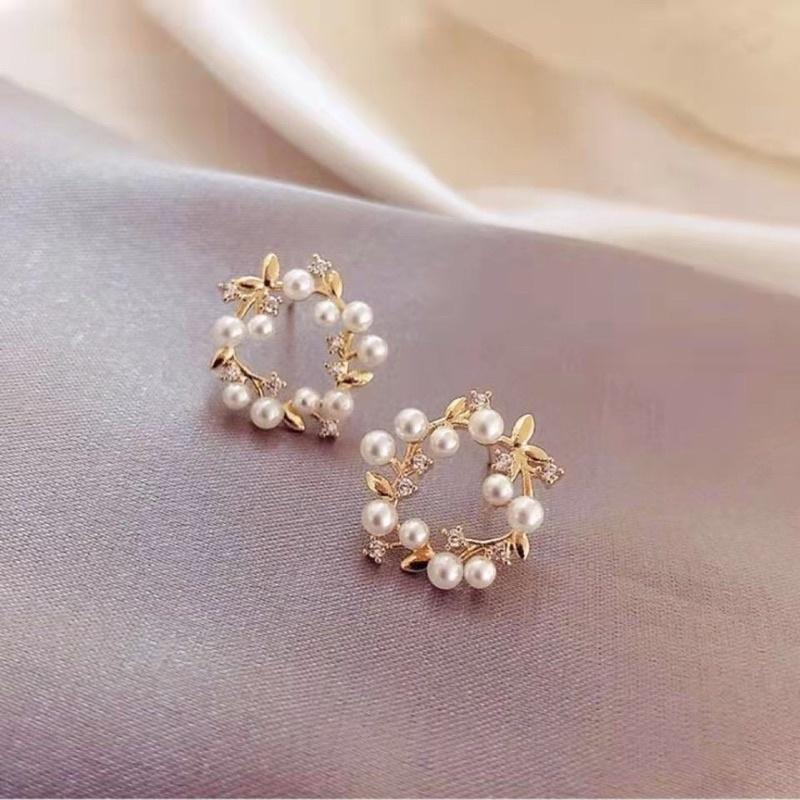 Khuyên tai bông tai nữ vòng nguyệt quế tròn đẹp Ring House
