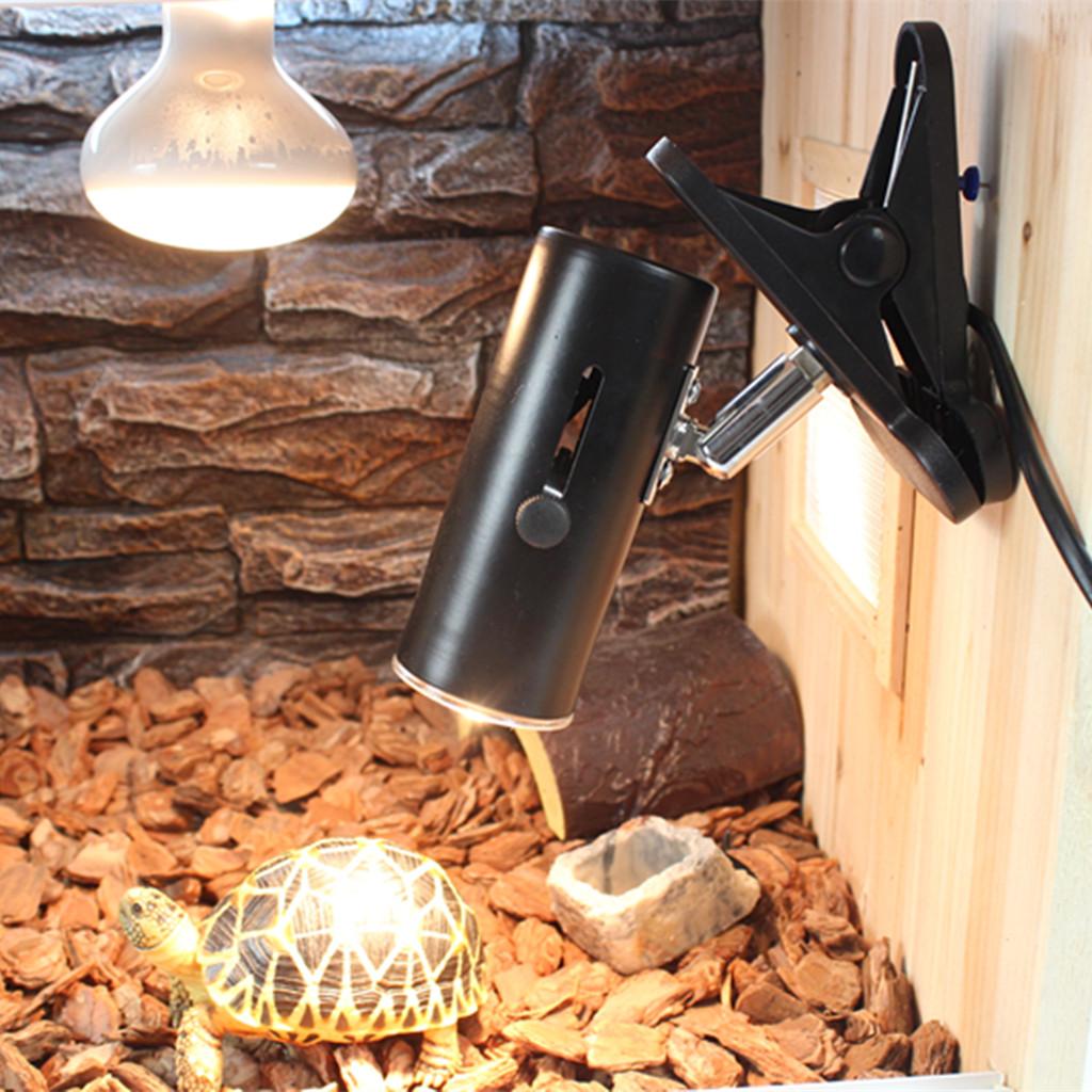 NW-02 Aquarium Reptile Light Base Holder with Clamp Ceramic Heat Lamp Stand+40W Mini Infrared Ceramic Emitter Heat Lamp Light Bulb Reptile Pet Brooder