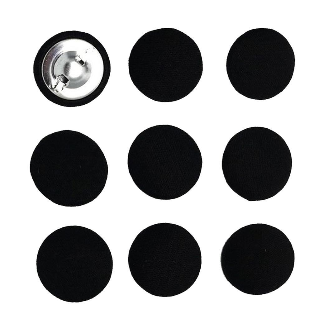 50pcs Black Fabric Covered Buttons Cardmaking Bag Decor Sewing Fastener 20mm