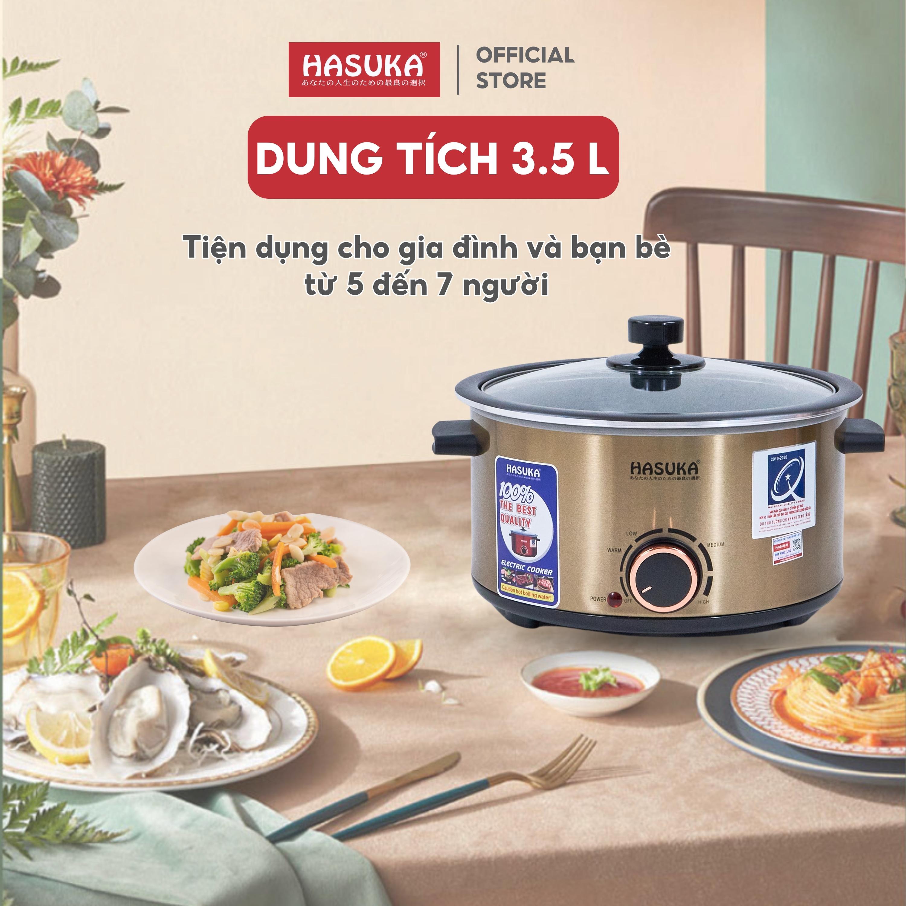 Lẩu điện đa năng HASUKA HSK-352L dung tích 3.5L, công suất 1500W chống dính, đa chức năng - HÀNG CHÍNH HÃNG (Bảo hành 12 tháng)