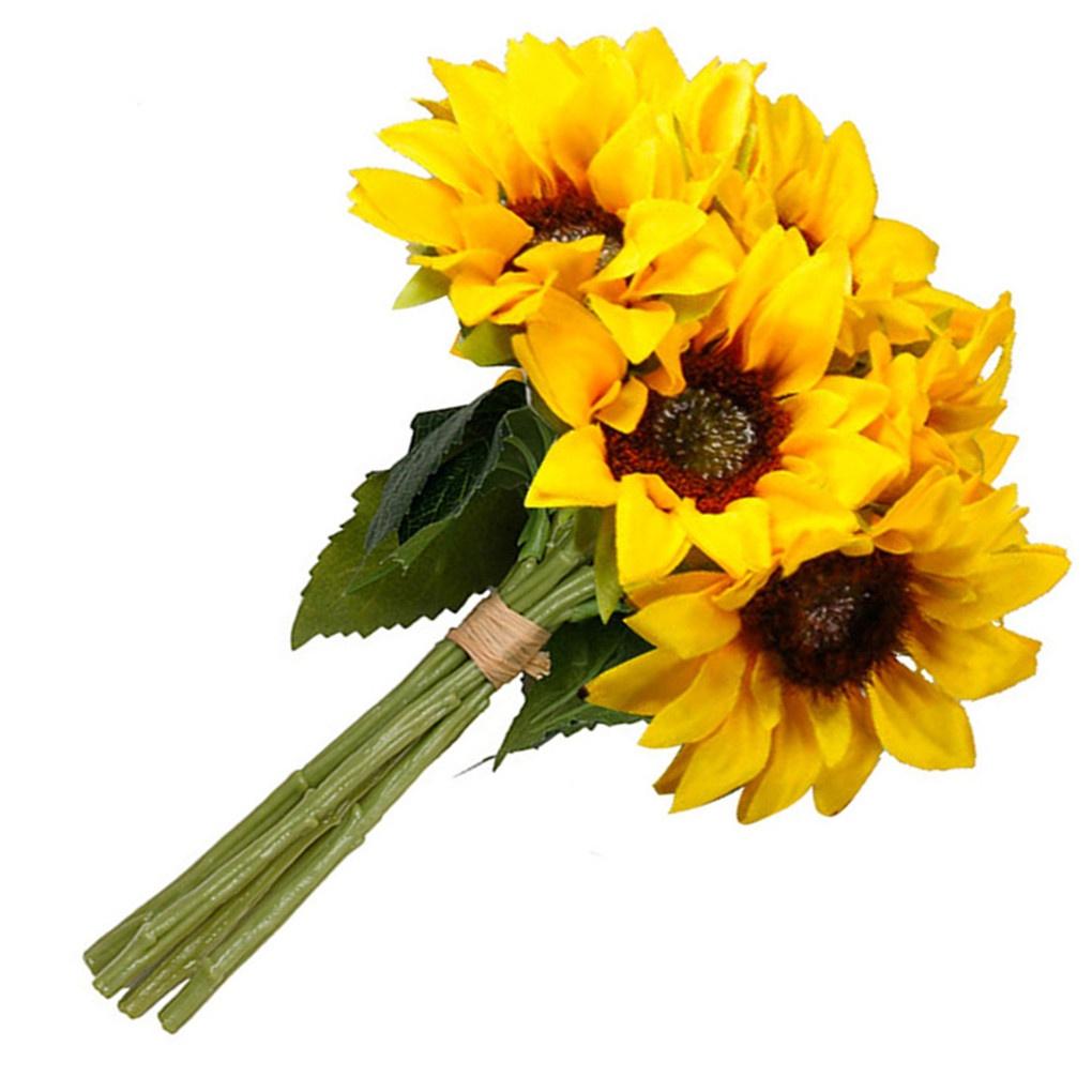 6 Pcs/bundle Artificial Sunflower Simulation Flower Floral Decor Home Office Fake Sunflower【vollter1】