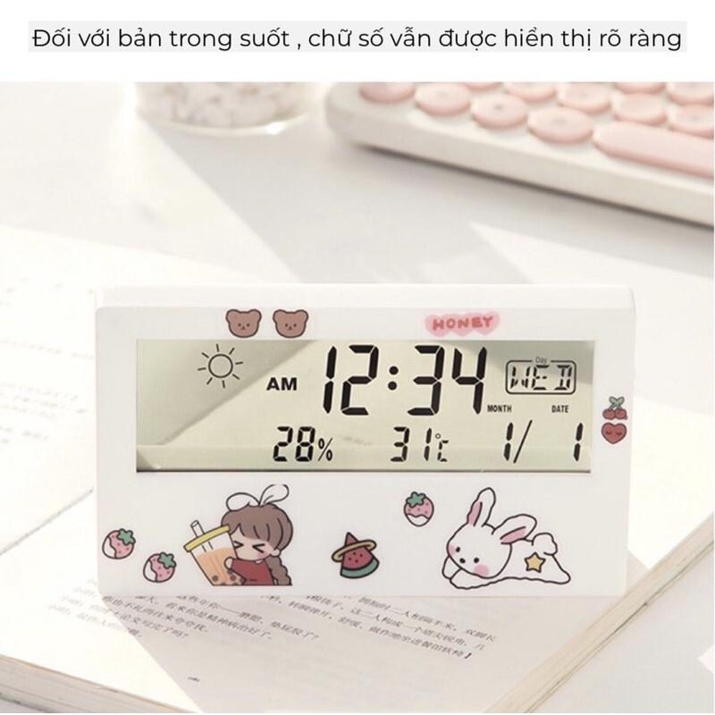 ( CÓ SẴN ) ĐỒNG HỒ TRONG SUỐT LCD ĐA CHỨC NĂNG HIỂN THỊ CÁC CHỈ SỐ THỜI TIẾT