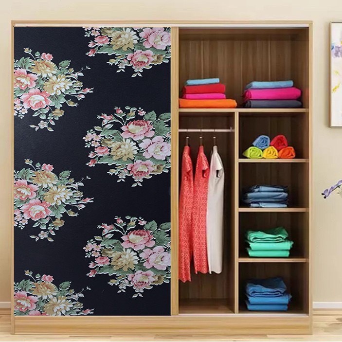 Combo 10 mét giấy dán tường, decal dán tường trang trí nhà cửa HOA PHÙ DUNG ĐEN khổ 45cm