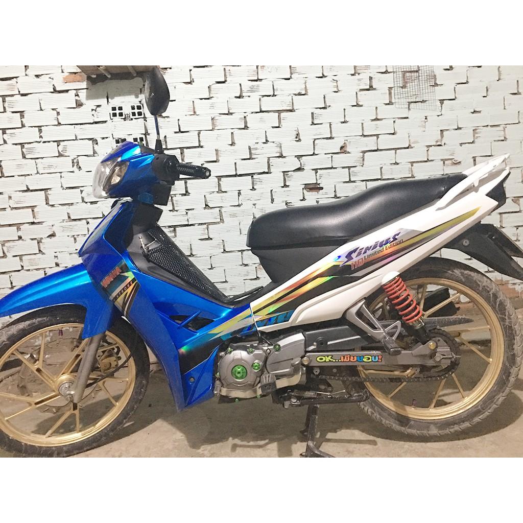 Tem sirius 110 xanh bạc đen crom