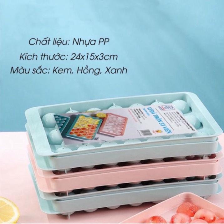 Khay Đá, Khuôn Đá, Khuôn Làm Thạch Vỉ 33 Viên Dang Tròn Có Nắp Đậy An Toàn Tiện Lợi