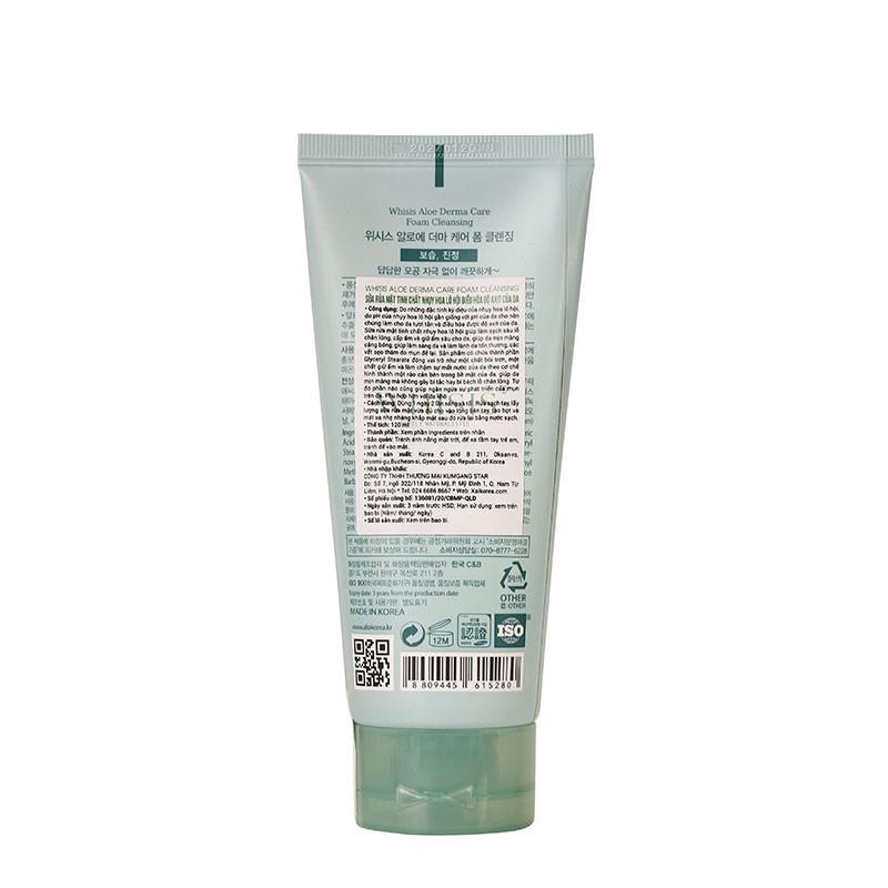 Sữa rửa mặt tinh chất nhụy hoa lô hội điều hòa độ axit của da WHISIS Aloe Derma Care Foam Cleansing dung tích 120ml