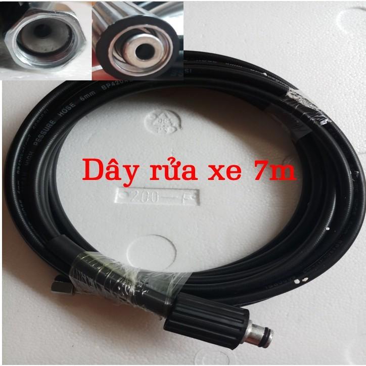 Ống Dây Rửa Xe 7M Cho Máy Bơm Xịt Rửa Áp Lực Cao-Ren Trong 14mm