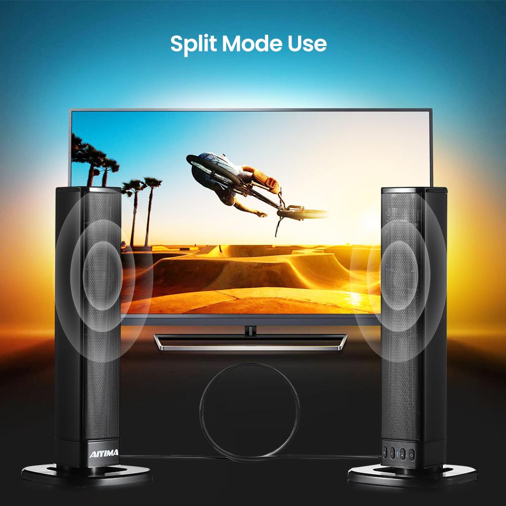 AIYIMA Loa Di Động Bluetooth Âm Thanh 40W Không Dây Vòm Soundbar TV Loa Có Thể Tháo Rời Soundbar PC Với TF FM Đài Phát Thanh USB
