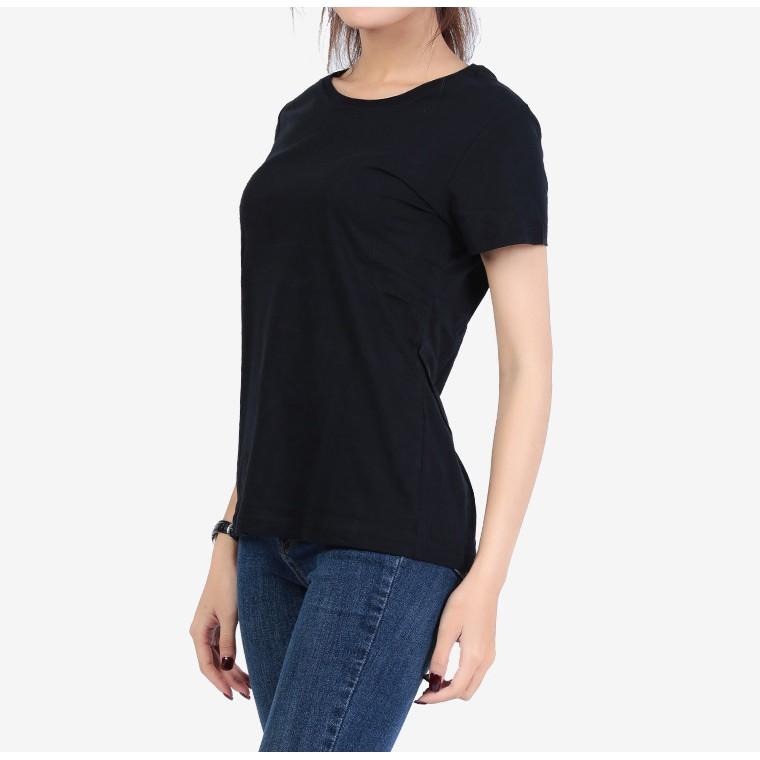 Áo thun nữ đen trơn Gold Rhino 100% cotton, áo phông nữ đen trơn xuất khẩu Nhật Bản QT1