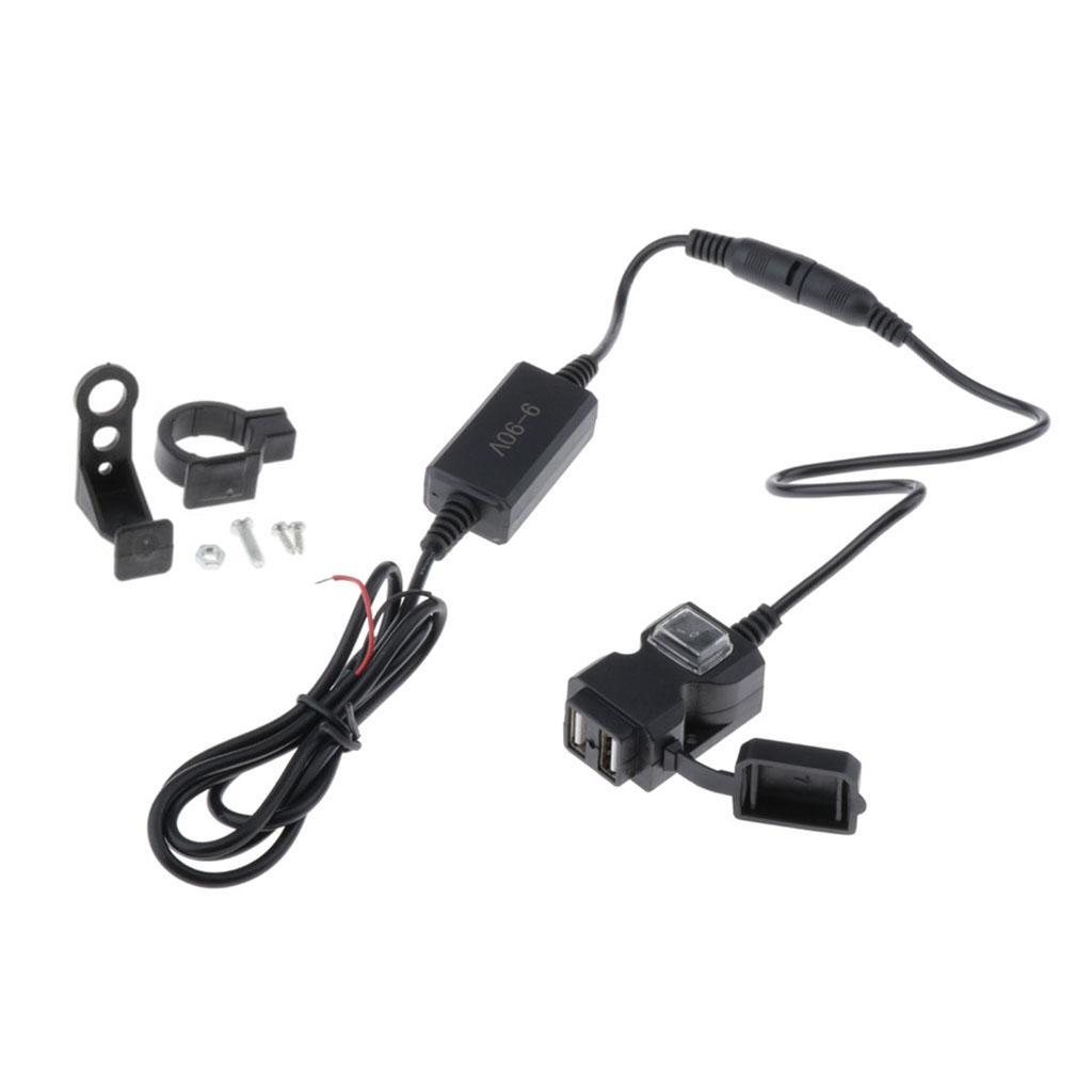 Waterproof Dual USB Handlebar Charger Socket w / Switch & Mount 9-90V