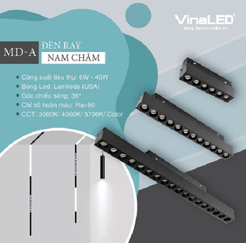 MD-AB18 - Đèn Ray nam châm VINALED
